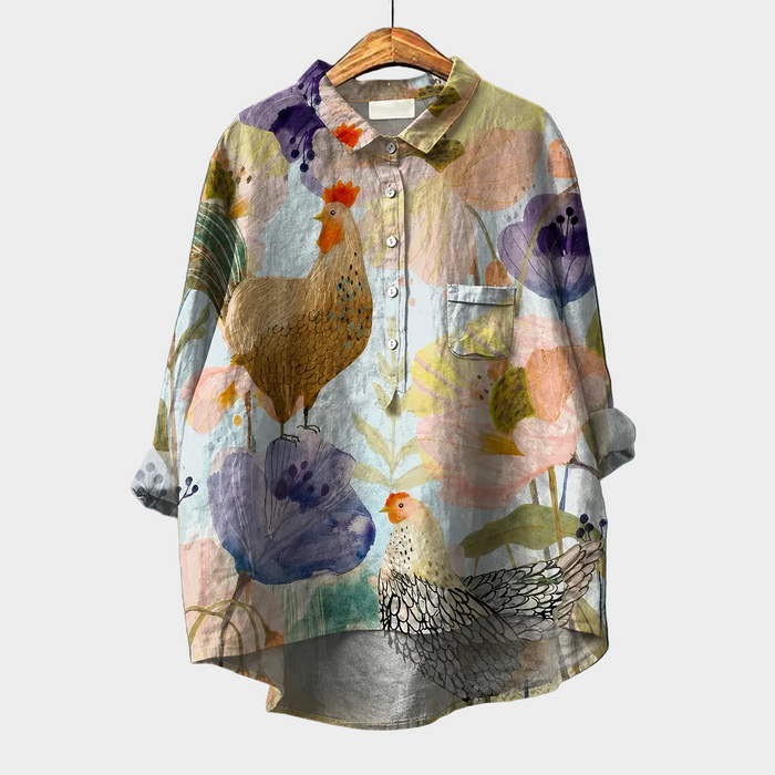 ツバキ｜アート柄シャツ