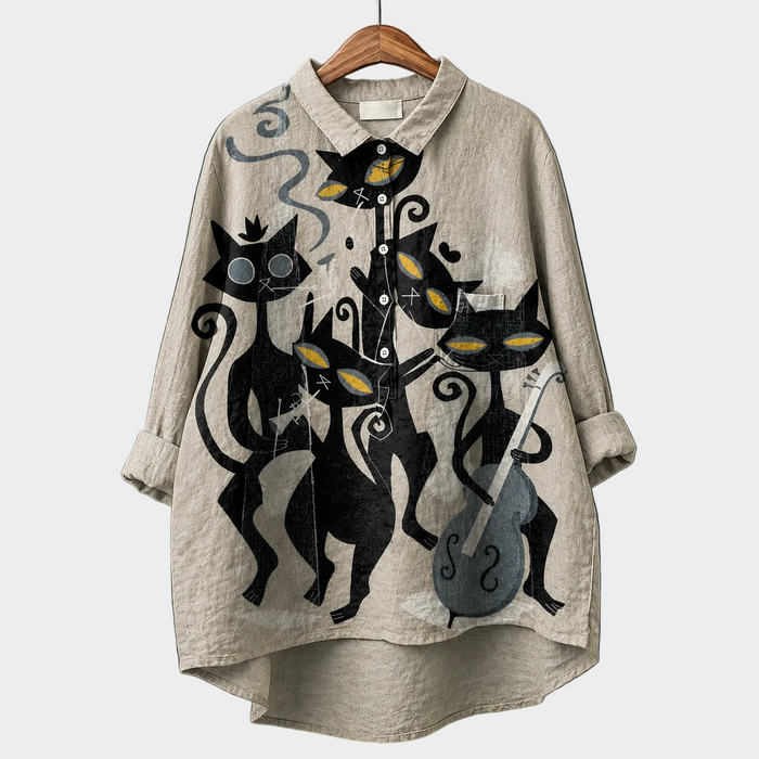 サオリ｜猫柄シャツ