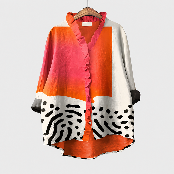 アオイ｜配色柄シャツ