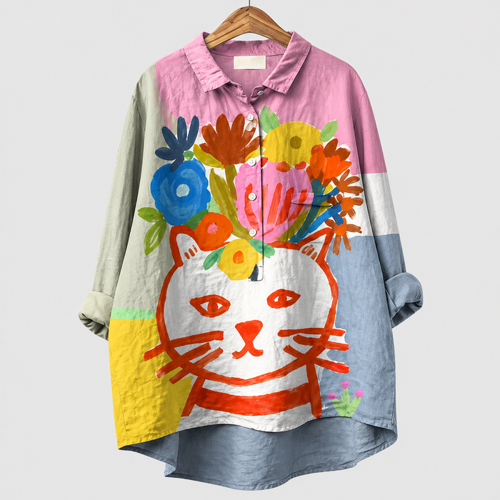 スズ｜猫柄シャツ