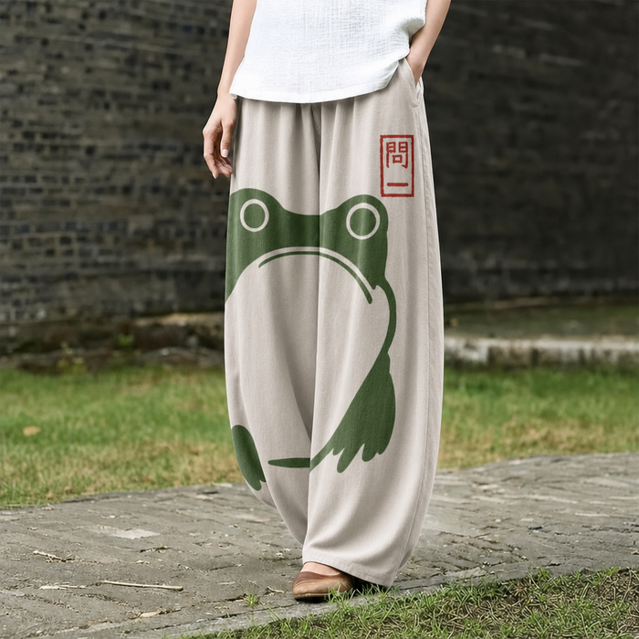 蛙アートゆったりパンツ