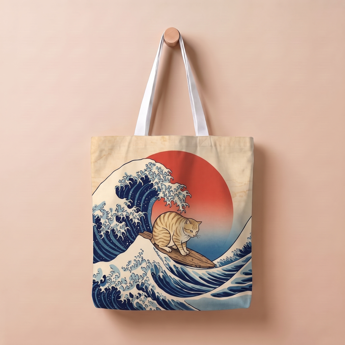 波乗りねこ｜浮世絵風トートバッグ