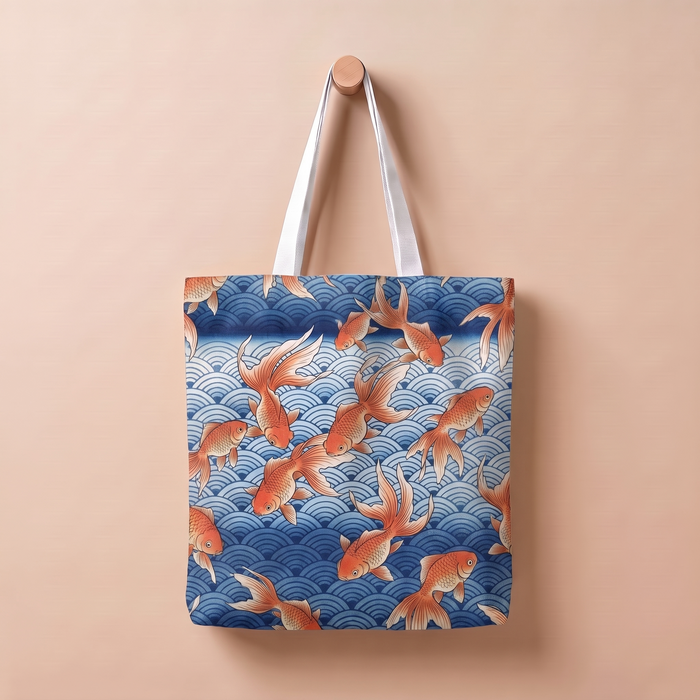 金魚と青海波｜浮世絵風トートバッグ