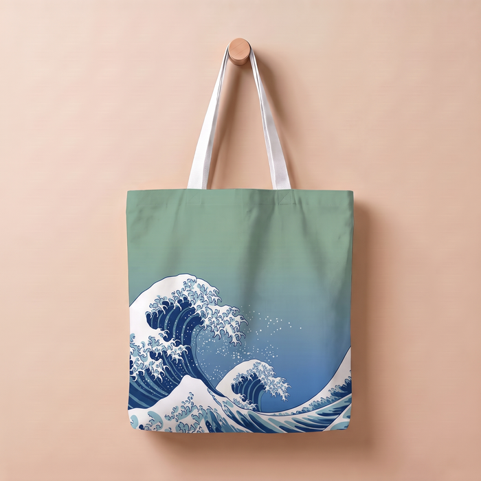 青海波グリーン｜和柄トートバッグ