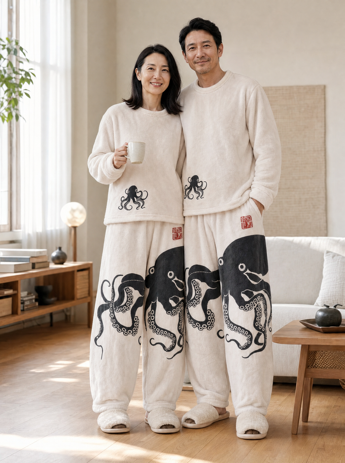 シノブ｜タコ柄もこもこパジャマ上下セット