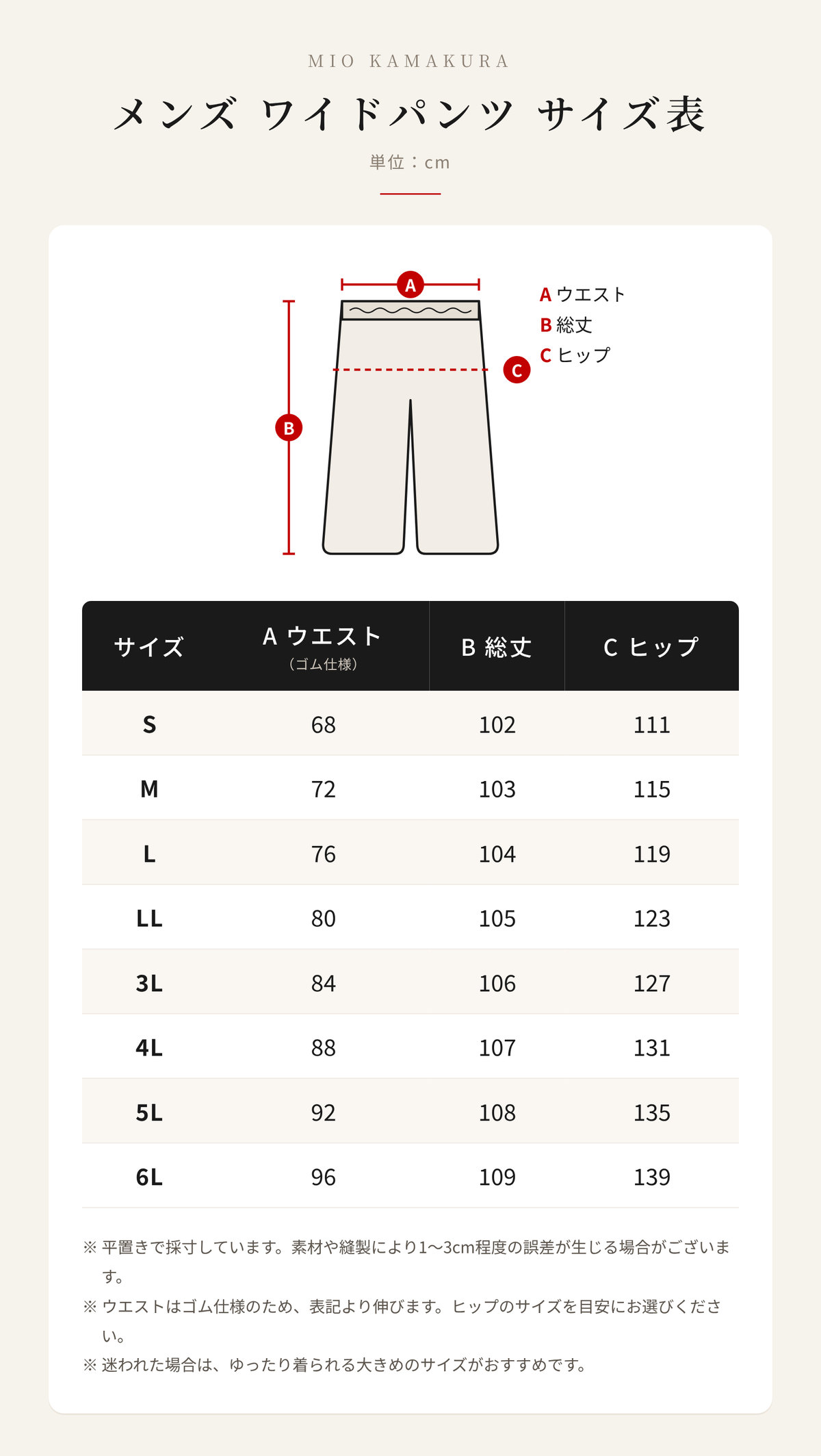 サイズ表